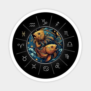 ZODIAC Pisces - Astrological PISCES - PISCES - ZODIAC sign - Van Gogh style - 2 Magnet